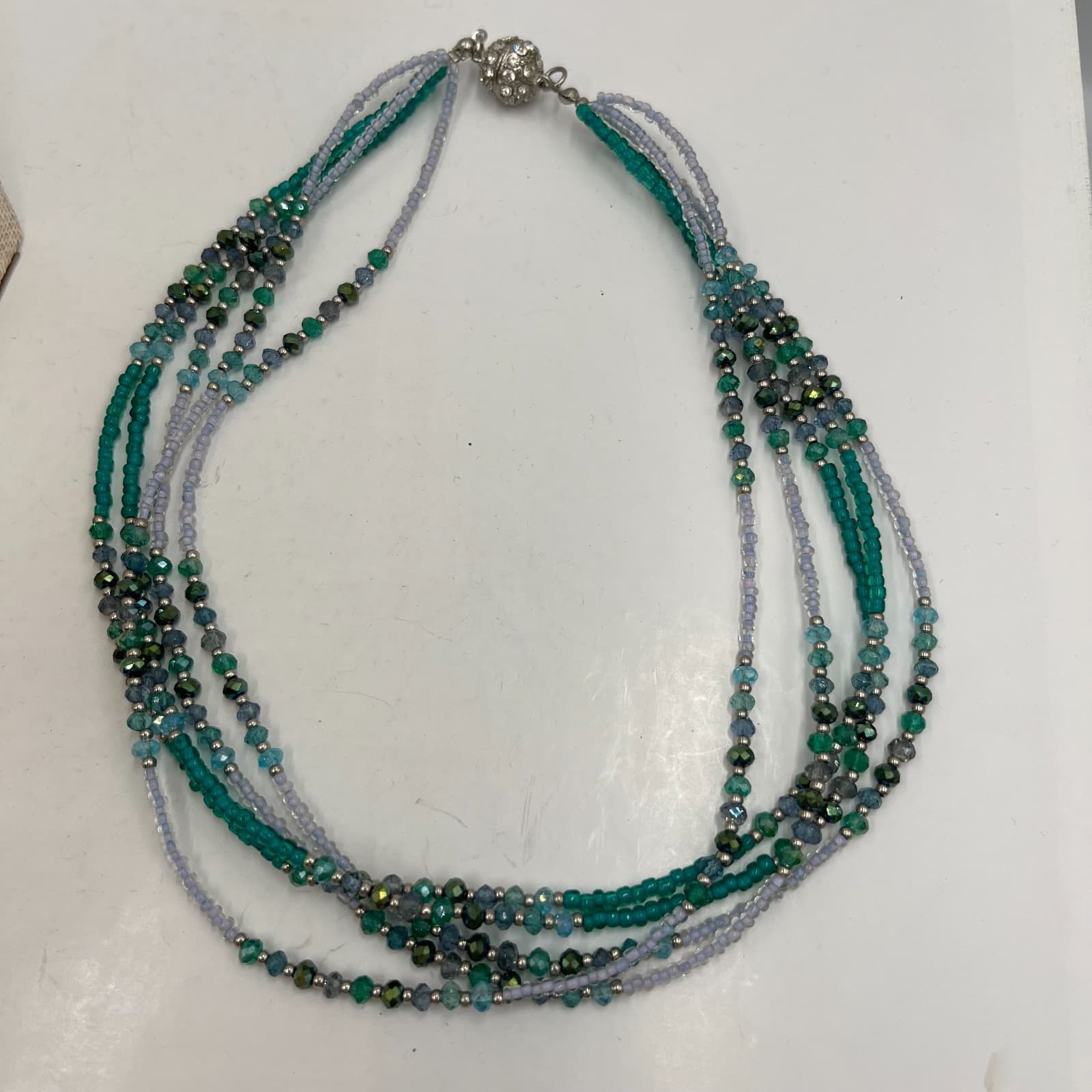 Vintage Green Enamel Heart Rose Necklace Rhinestone Victorian Revival Gold Tone - Thumbnail 8