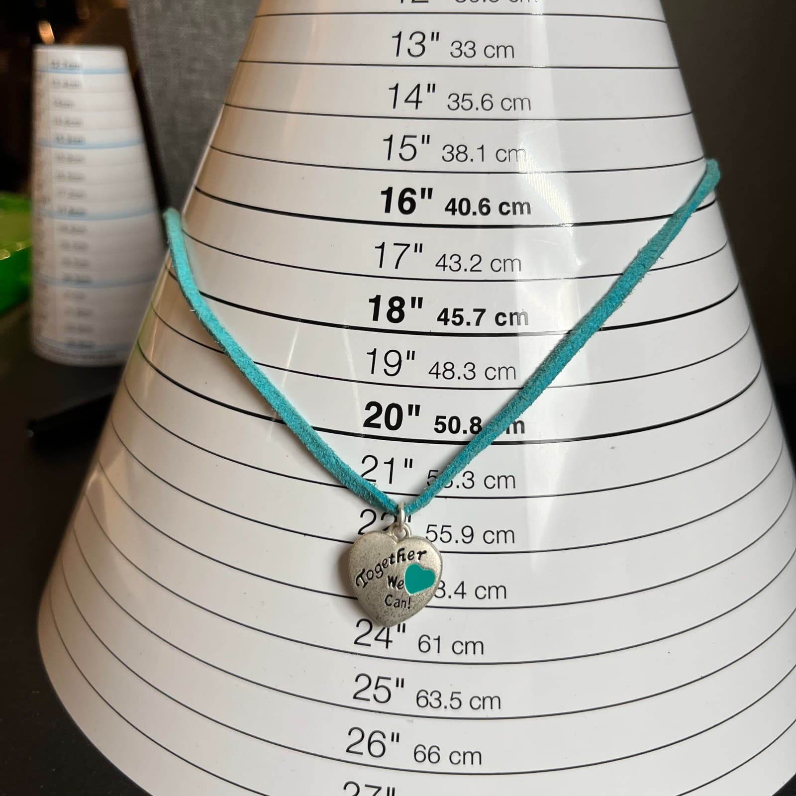 Vintage Heart Pendant Necklace Together We Can Gold Tone Brown Suede Cord Boho - Thumbnail 7