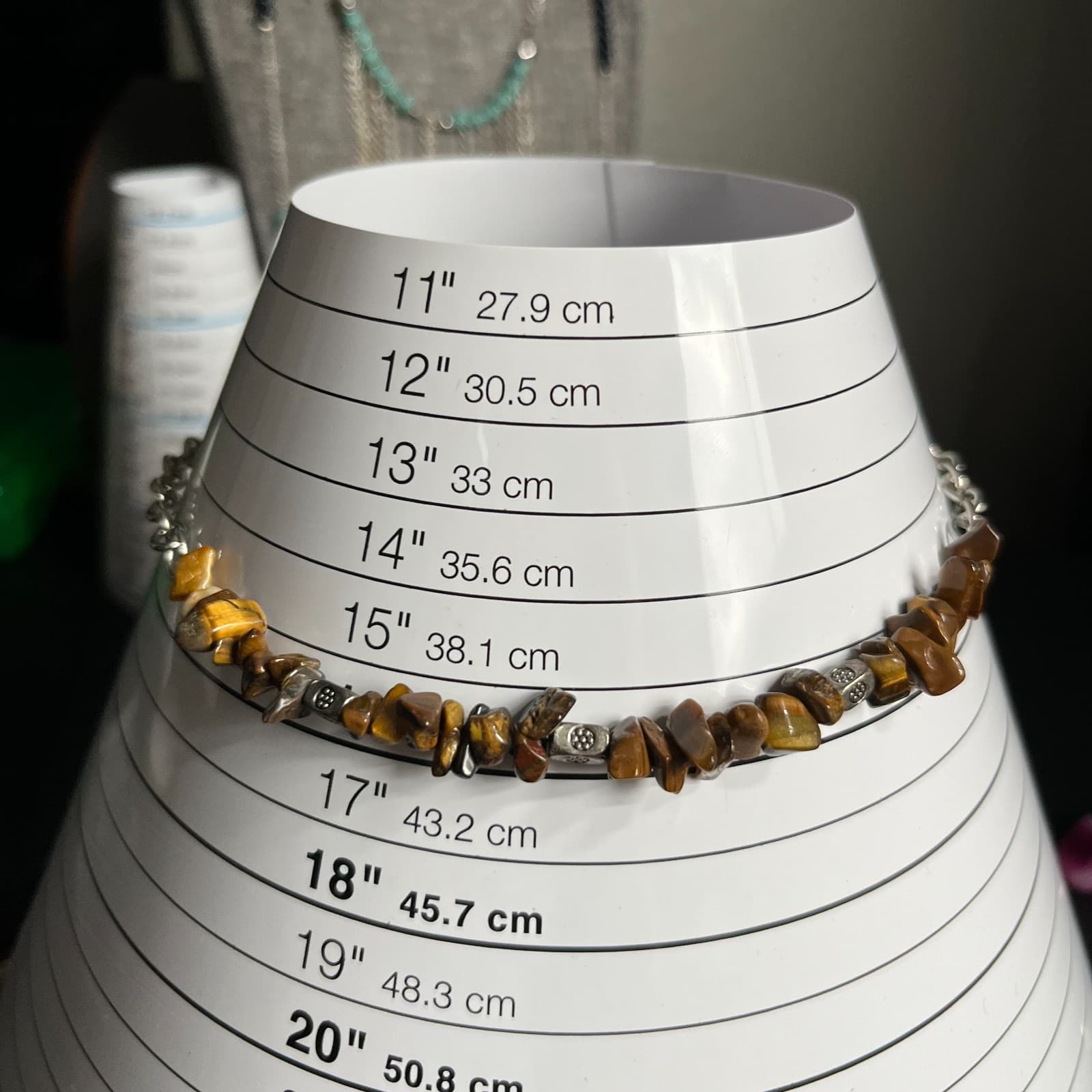 Vintage Tiger’s Eye Chip Necklace Natural Brown Gold Gemstone Beaded 24” 70s Boh - Thumbnail 7