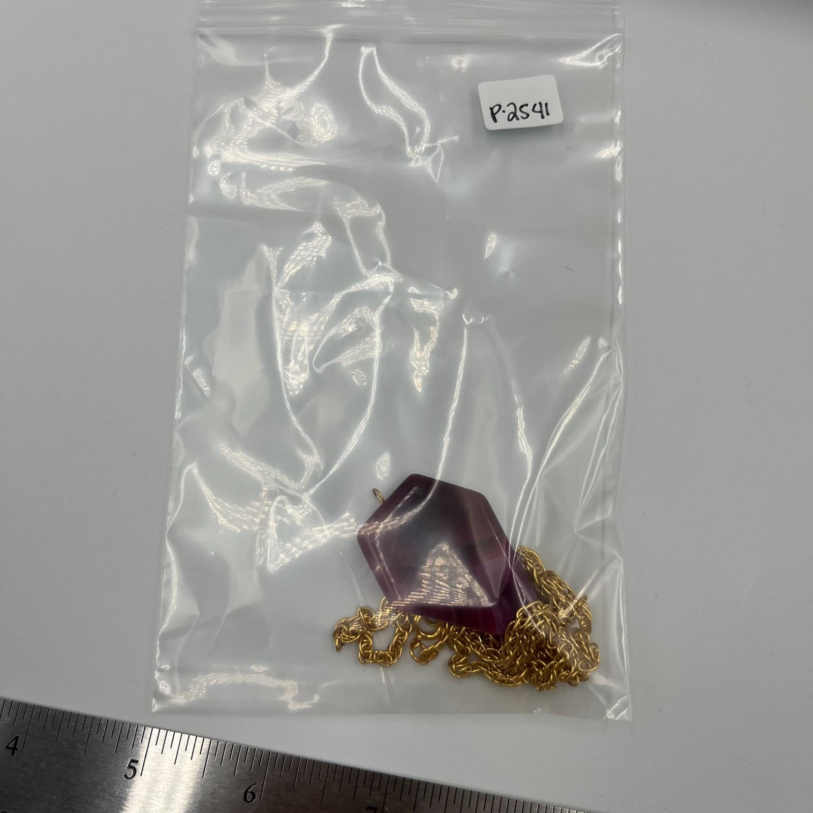 Vintage Purple Banded Agate Pendant Necklace Gold Tone Chain Boho Statement Ston - Thumbnail 7