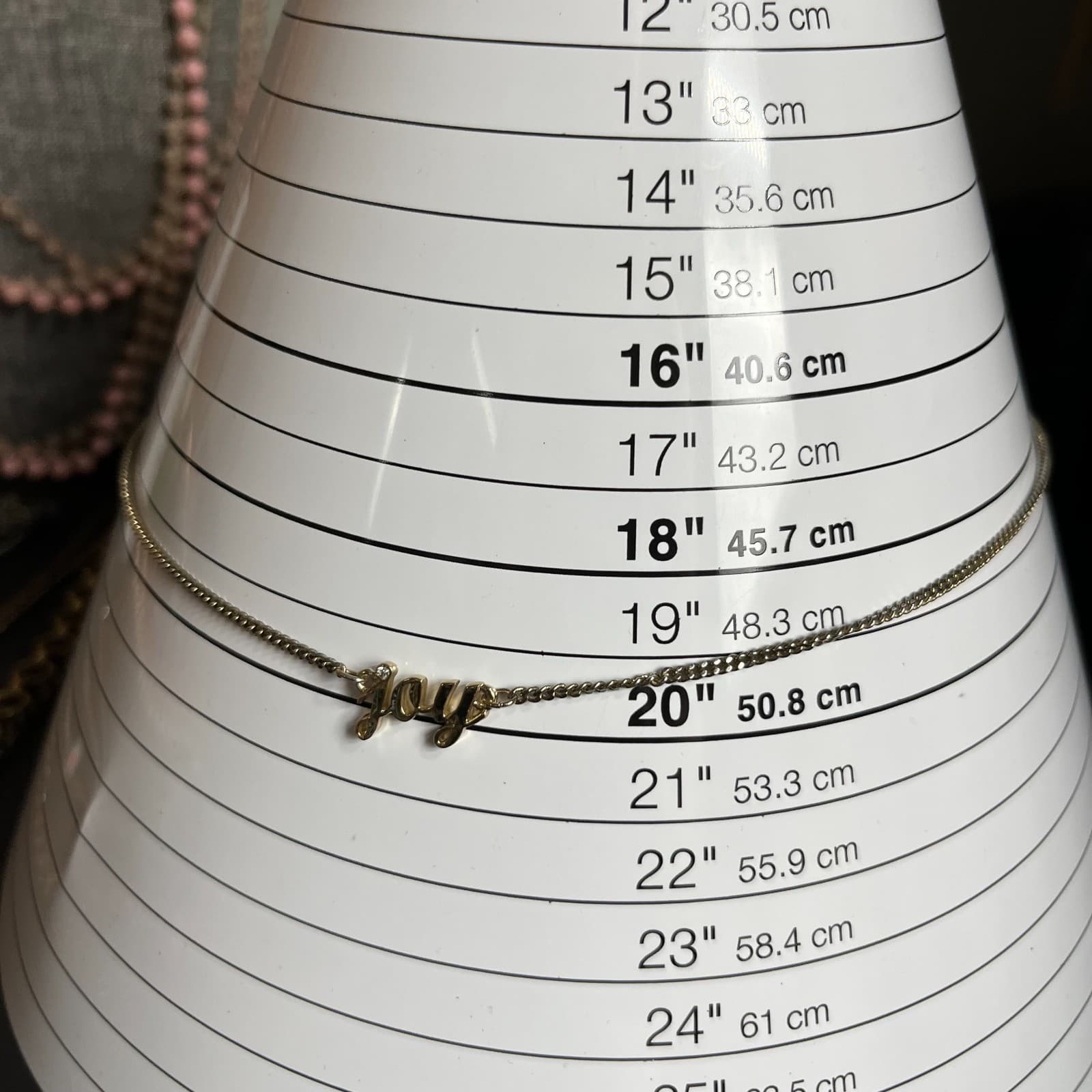 Vintage Lane Bryant "Joy" Script Necklace Silver Tone Rhinestone Pave Pendant 18 - Thumbnail 8