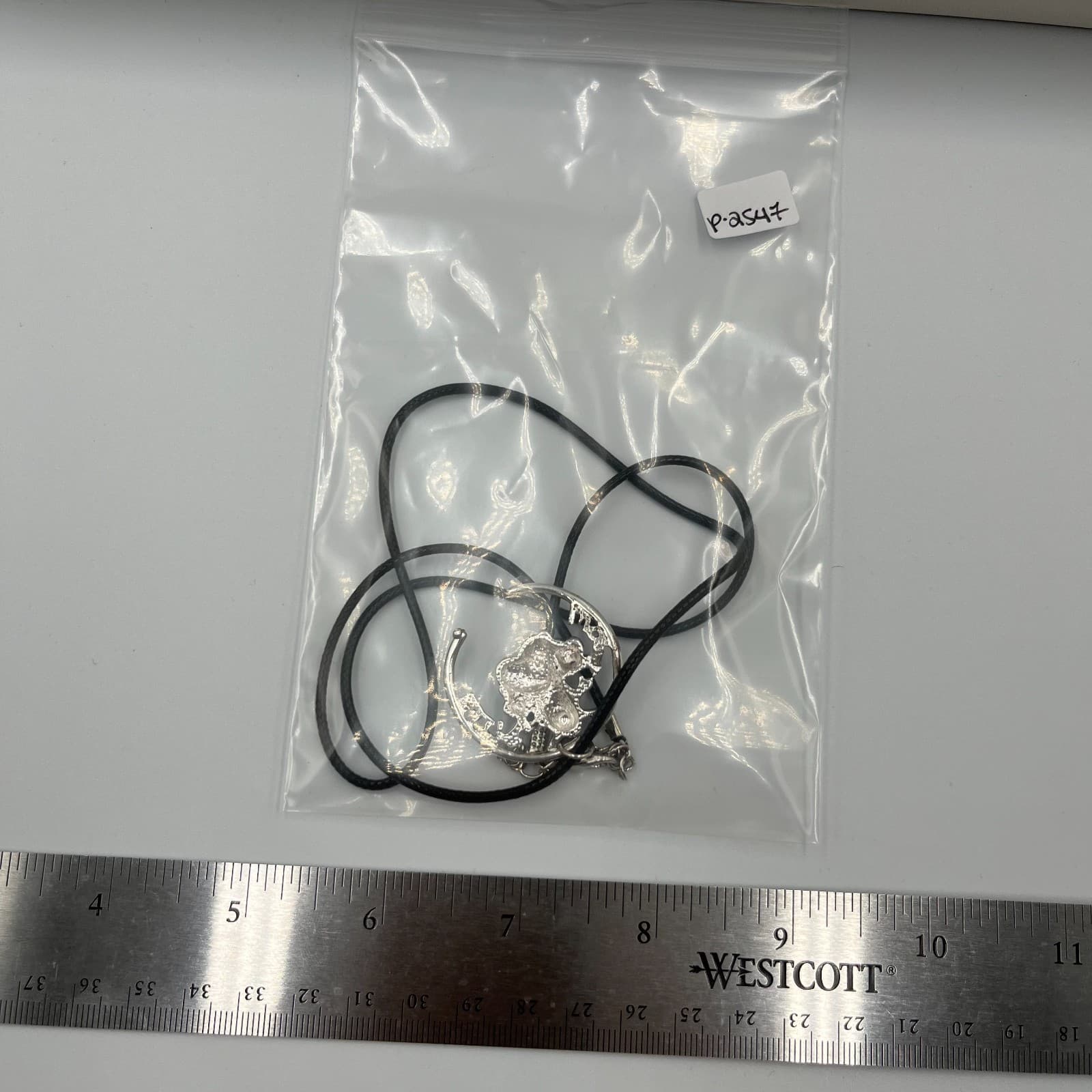 Vtg Gothic Skull Crescent Moon Pendant Necklace Silver Tone Celestial Jewelry - Thumbnail 8