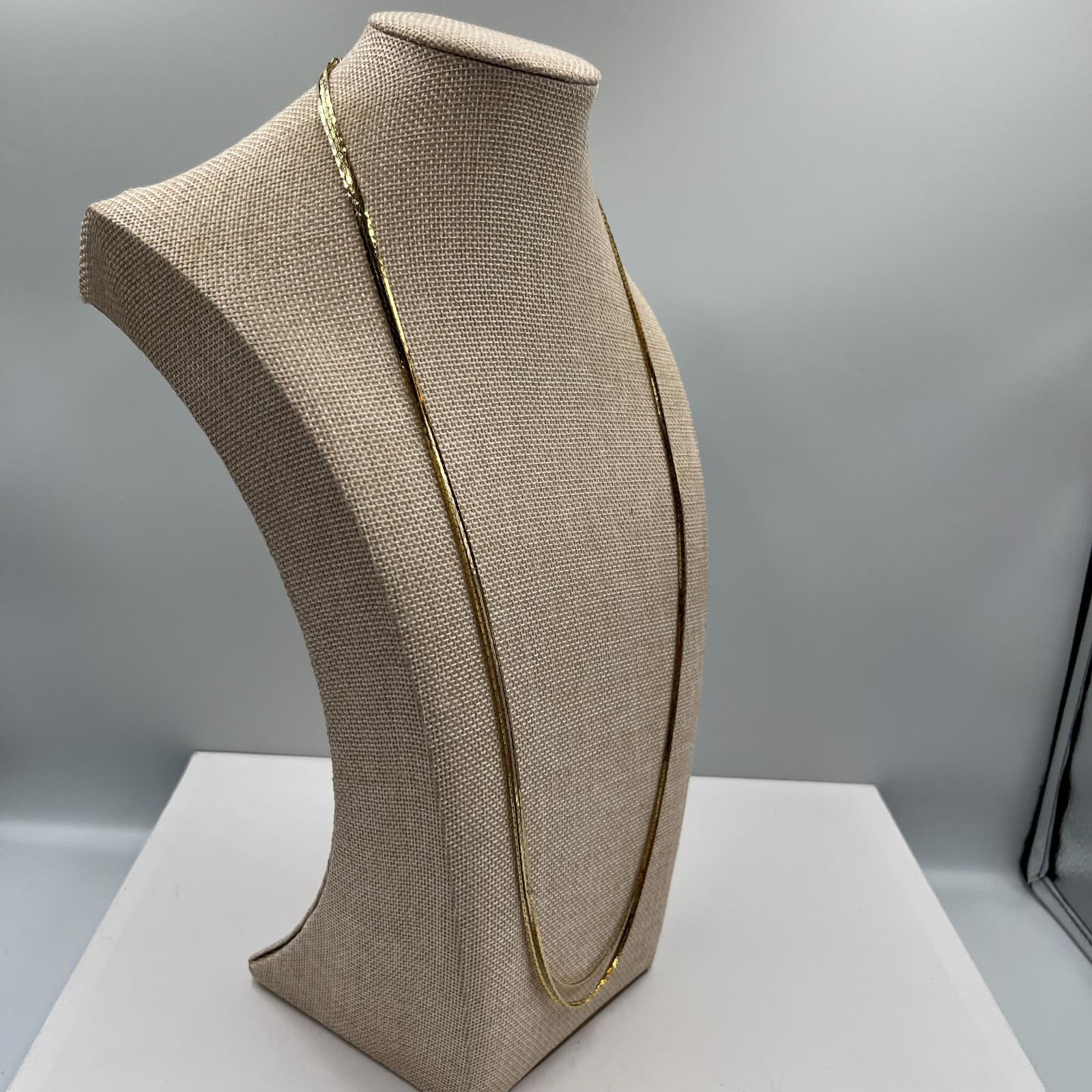 Vintage Gold Layered Necklace Multi Strand Herringbone Rope Ball Chain Statement - Thumbnail 4