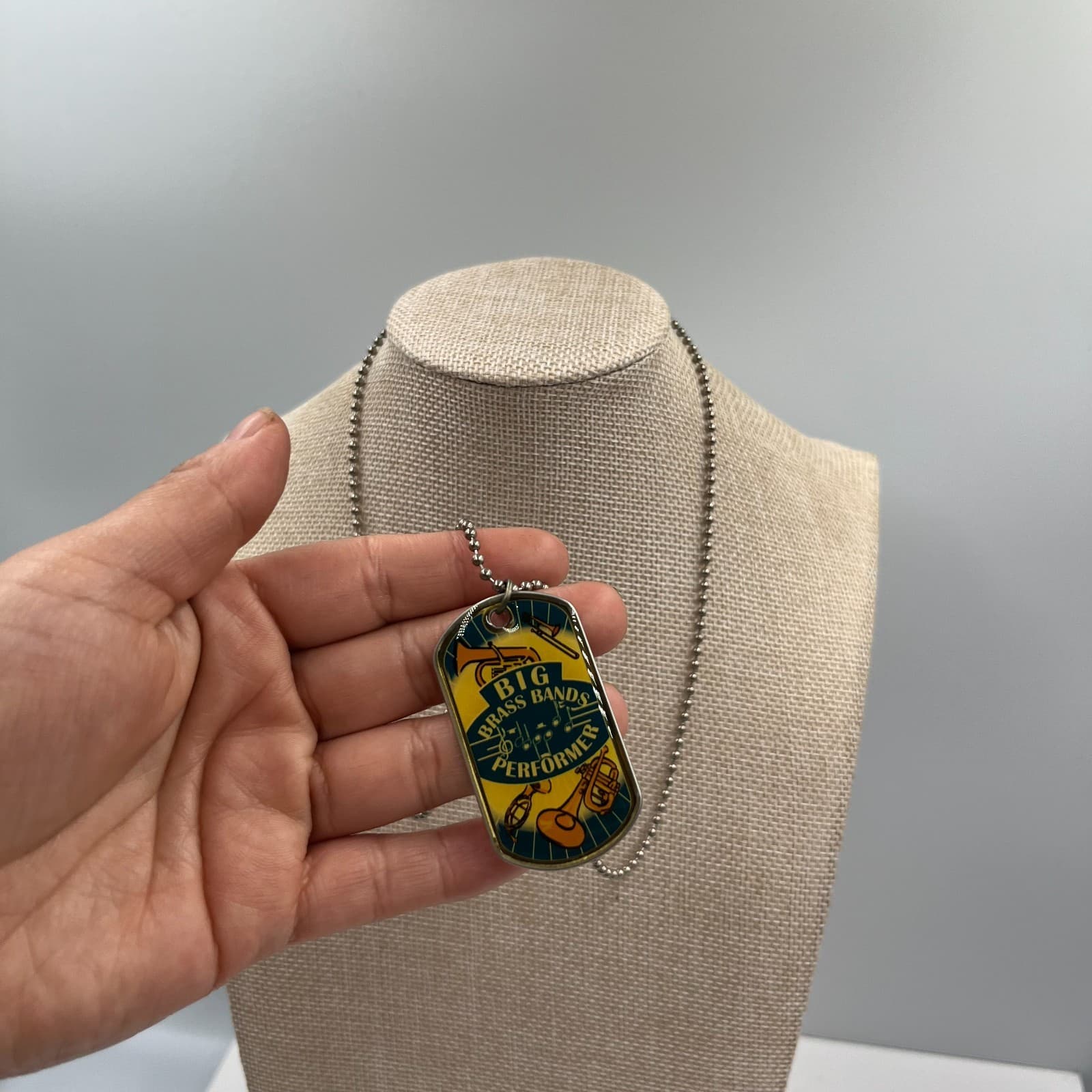 Vintage 2010 Big Brass Bands Performer Dog Tag Necklace Music Award Pendant 24" - Thumbnail 5