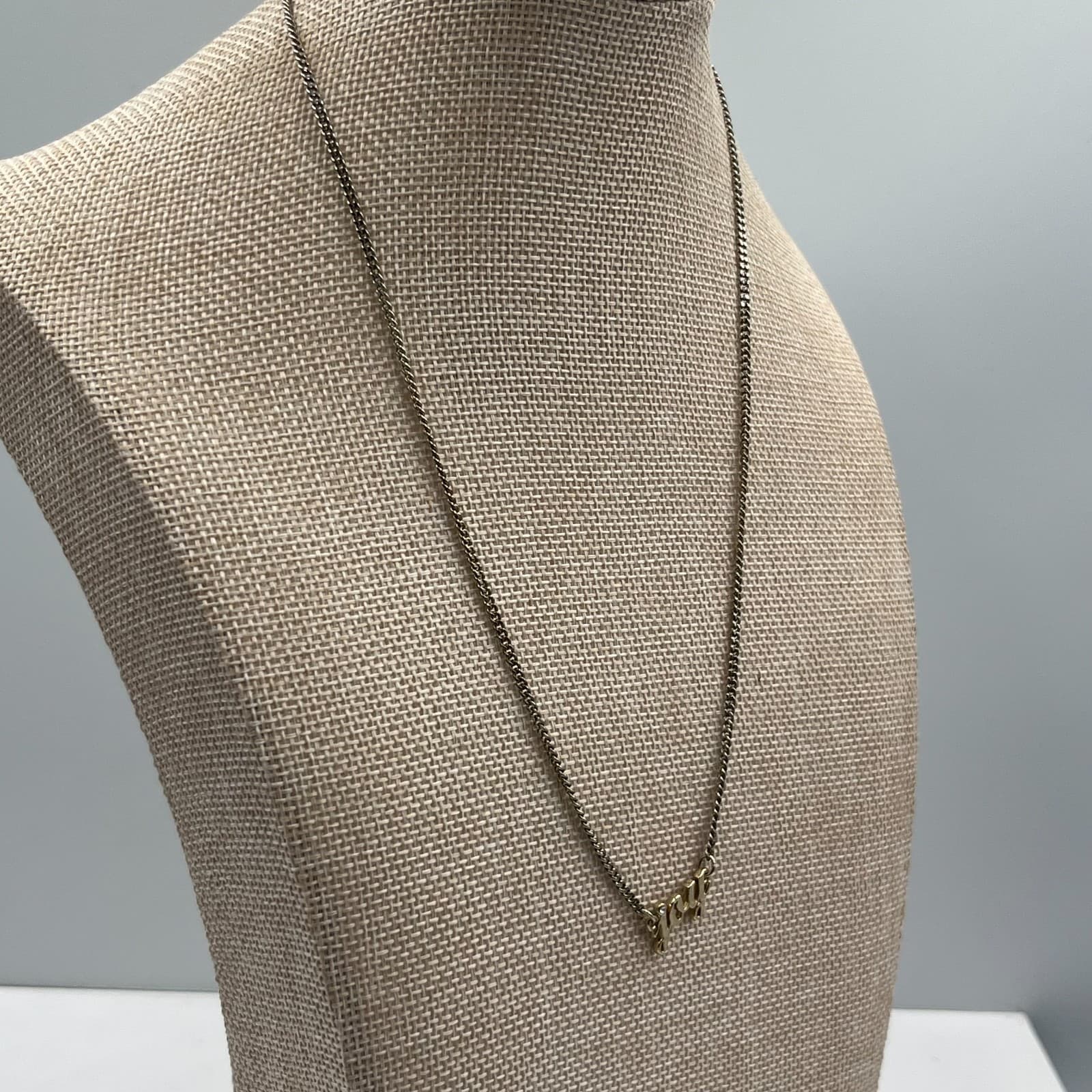 Vintage Lane Bryant "Joy" Script Necklace Silver Tone Rhinestone Pave Pendant 18 - Thumbnail 6