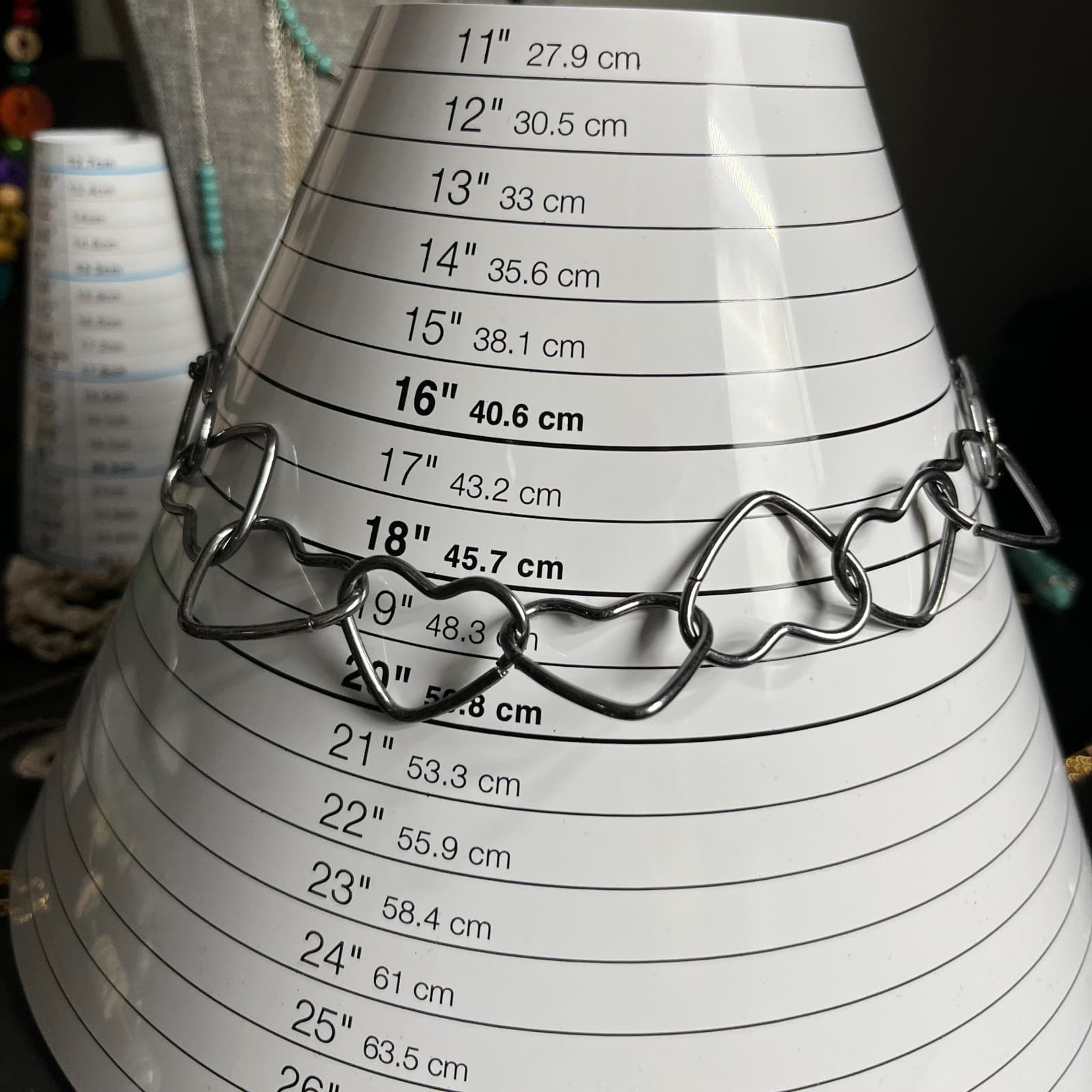 Vintage Silver Tone Interlocking Double Heart Necklace 18" Chain Love Valentine - Thumbnail 7