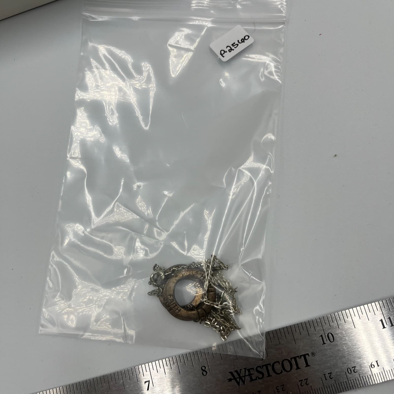 Vintage Faith Joy Harmony Triple Ring Pendant Necklace Mixed Metal Inspirational - Thumbnail 8