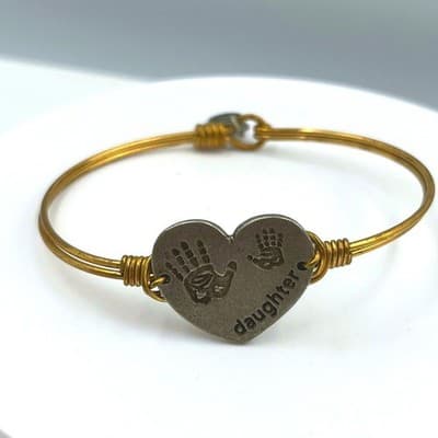 Vintage Luca + Danni Gold Tone Heart "Daughter" Stackable Bangle Bracelet - Image 1