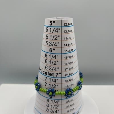 Vintage Blue Green Flower Beaded Bracelet Seed Bead Daisy Magnetic Clasp Boho - Thumbnail 6