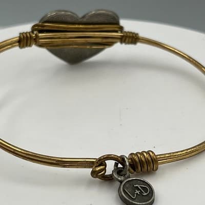 Vintage Luca + Danni Gold Tone Heart "Daughter" Stackable Bangle Bracelet - Thumbnail 6