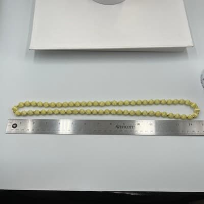 Vintage Yellow Beaded Necklace Satin Finish Round Beads Gold Tone Spacers 28-30" - Thumbnail 6