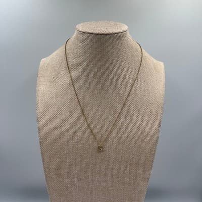 Gold Tone "S" Initial Pendant Necklace Rhinestone Letter Charm Minimalist - Thumbnail 2