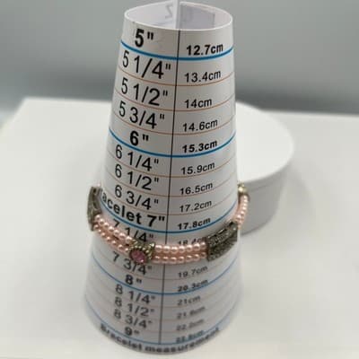 Vintage Pink Clear Crystal Beads Bracelet Silver Tone Decorative Clasp Victorian - Thumbnail 5