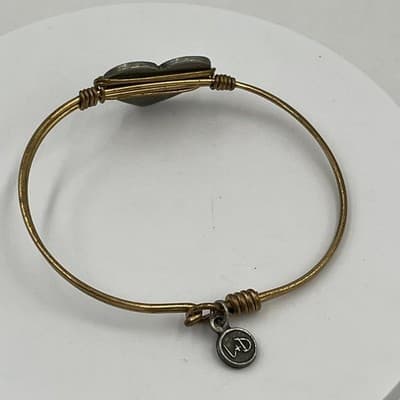 Vintage Luca + Danni Gold Tone Heart "Daughter" Stackable Bangle Bracelet - Thumbnail 7