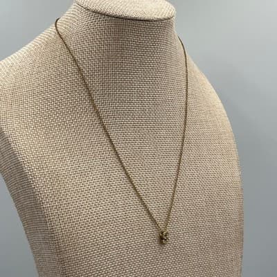 Gold Tone "S" Initial Pendant Necklace Rhinestone Letter Charm Minimalist - Thumbnail 6