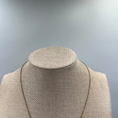 Gold Tone "S" Initial Pendant Necklace Rhinestone Letter Charm Minimalist - Thumbnail 3