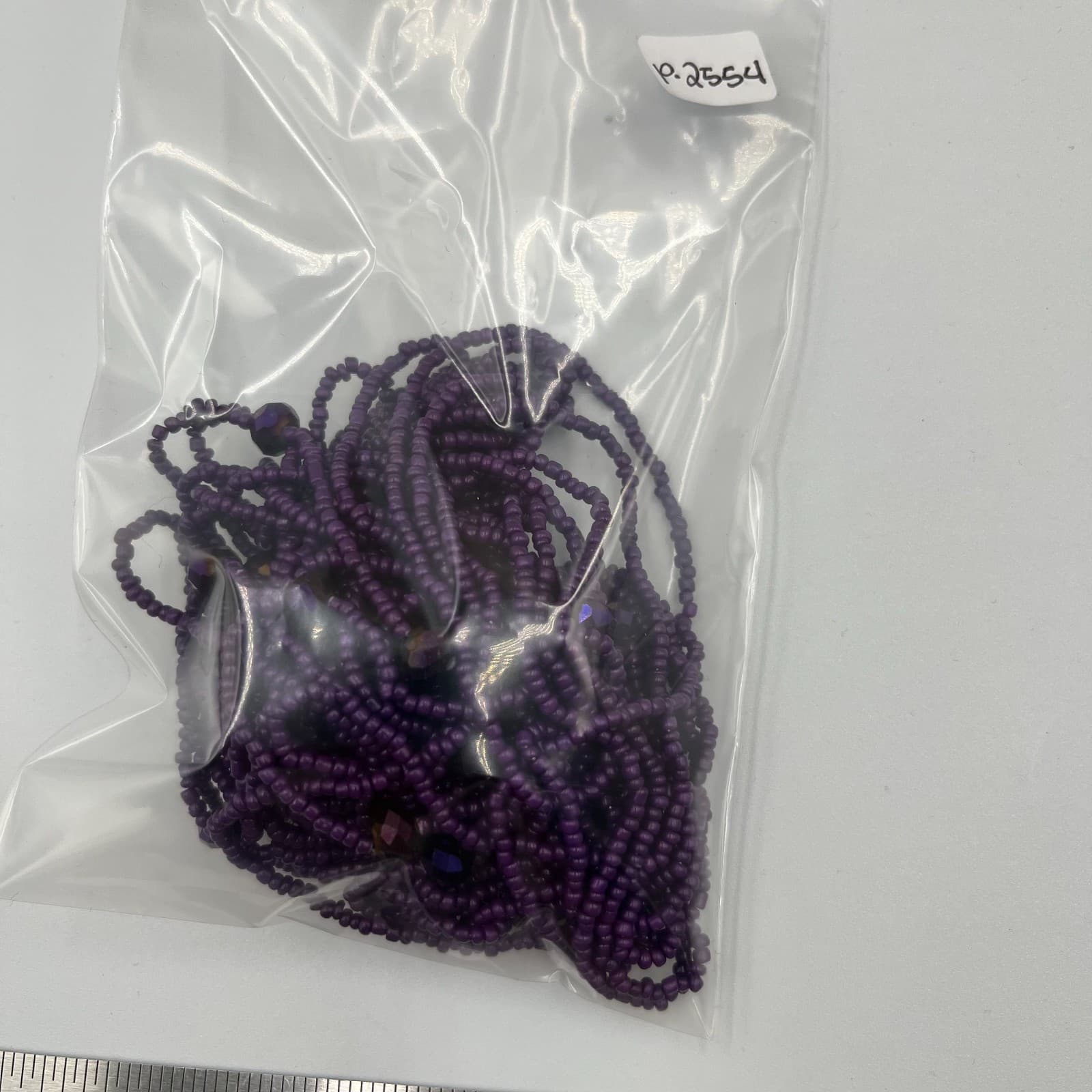 Vtg Purple Multi Strand Seed Bead Necklace Faceted Glass Accents Boho Statement - Thumbnail 8