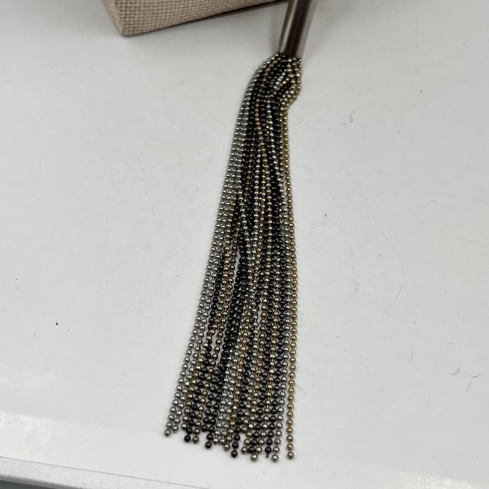 Vintage Statement Tassel Necklace Multi Chain Mixed Metal Gold Silver Boho Chic - Thumbnail 3