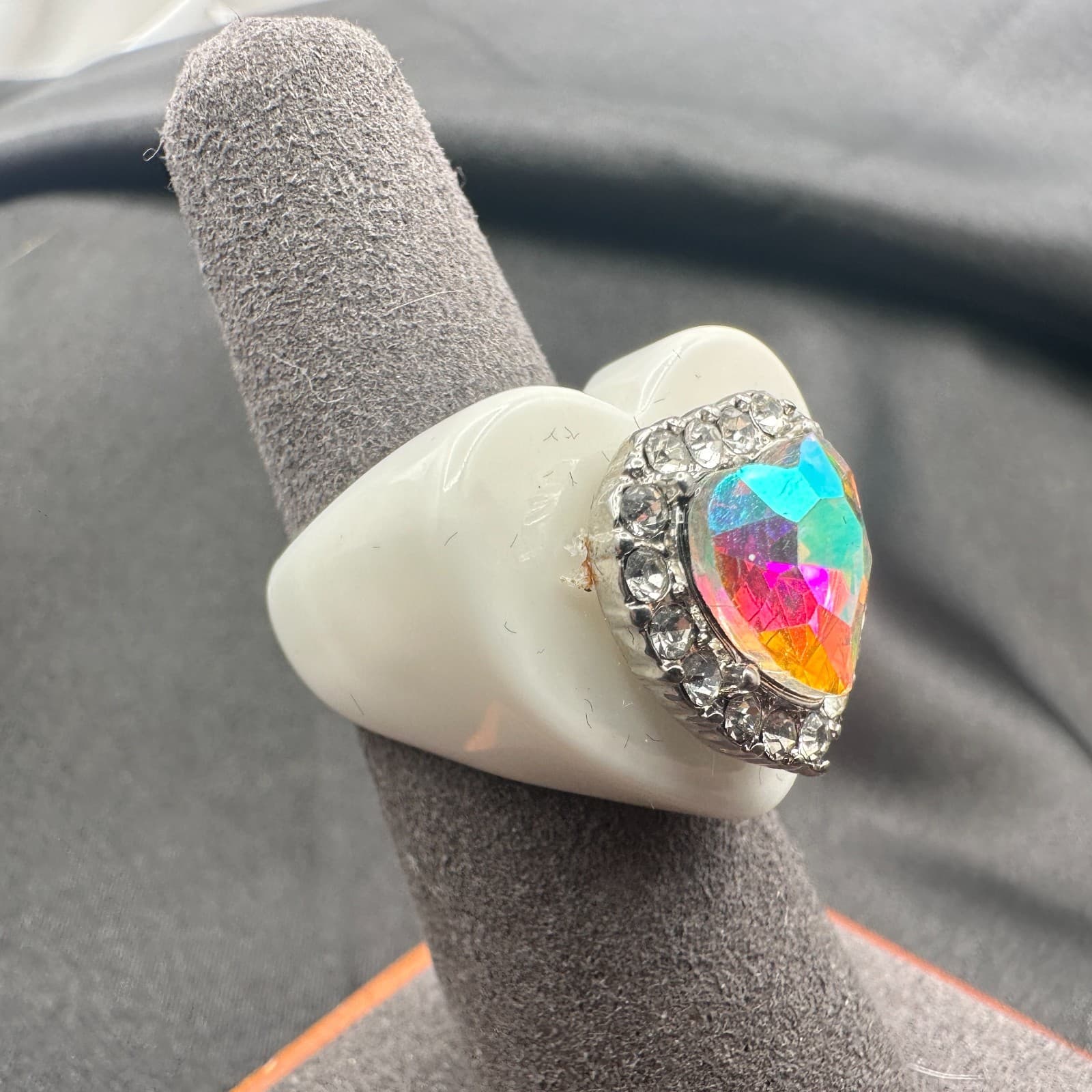 Vintage Y2K Rhinestone Heart Ring Statement Retro Women's Classic Jewelry - Thumbnail 6