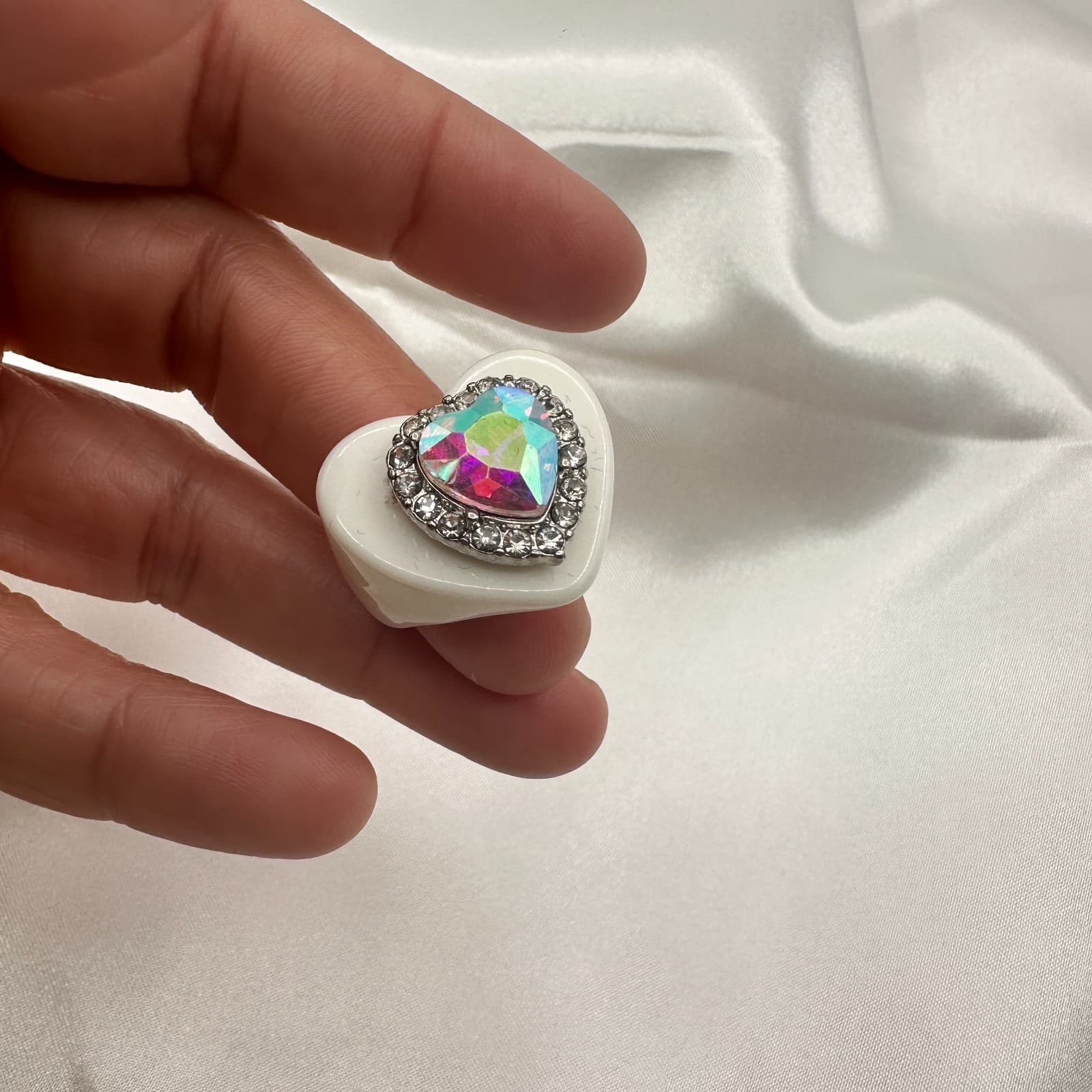 Vintage Y2K Rhinestone Heart Ring Statement Retro Women's Classic Jewelry - Thumbnail 8