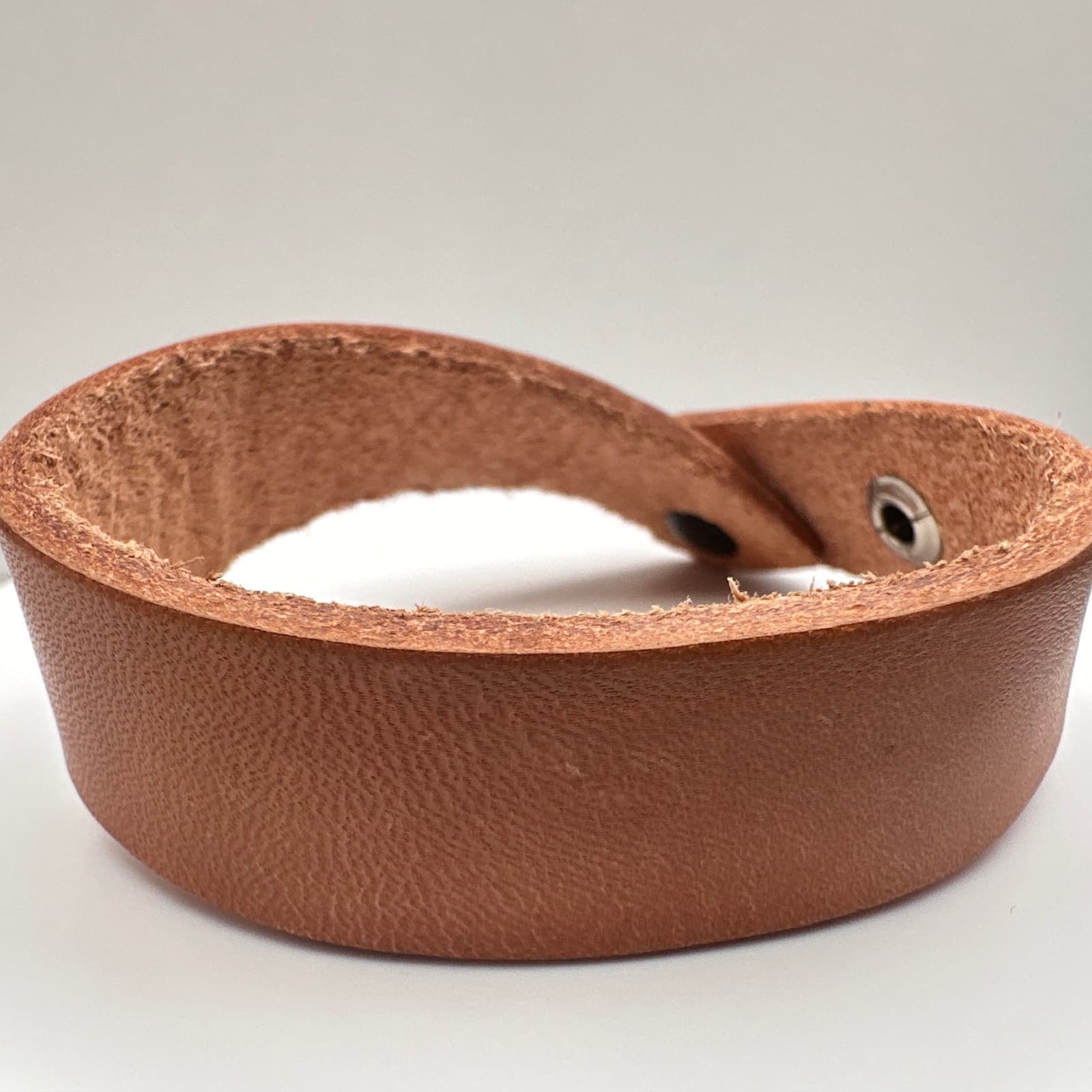 Vintage 90s Brown Leather Cuff Bracelet Set Snap Closure Minimalist Boho Jewelry - Thumbnail 8