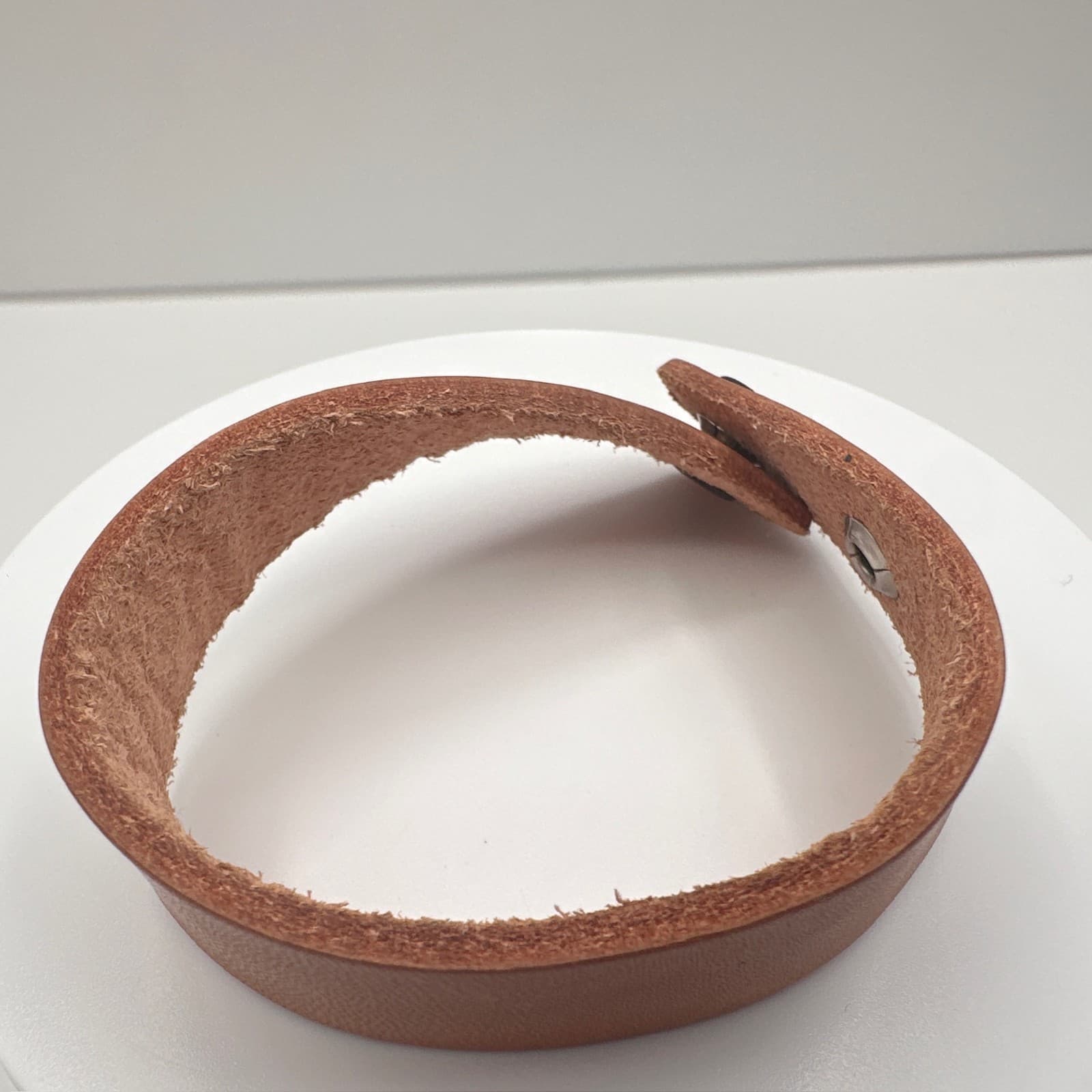 Vintage 90s Brown Leather Cuff Bracelet Set Snap Closure Minimalist Boho Jewelry - Thumbnail 9