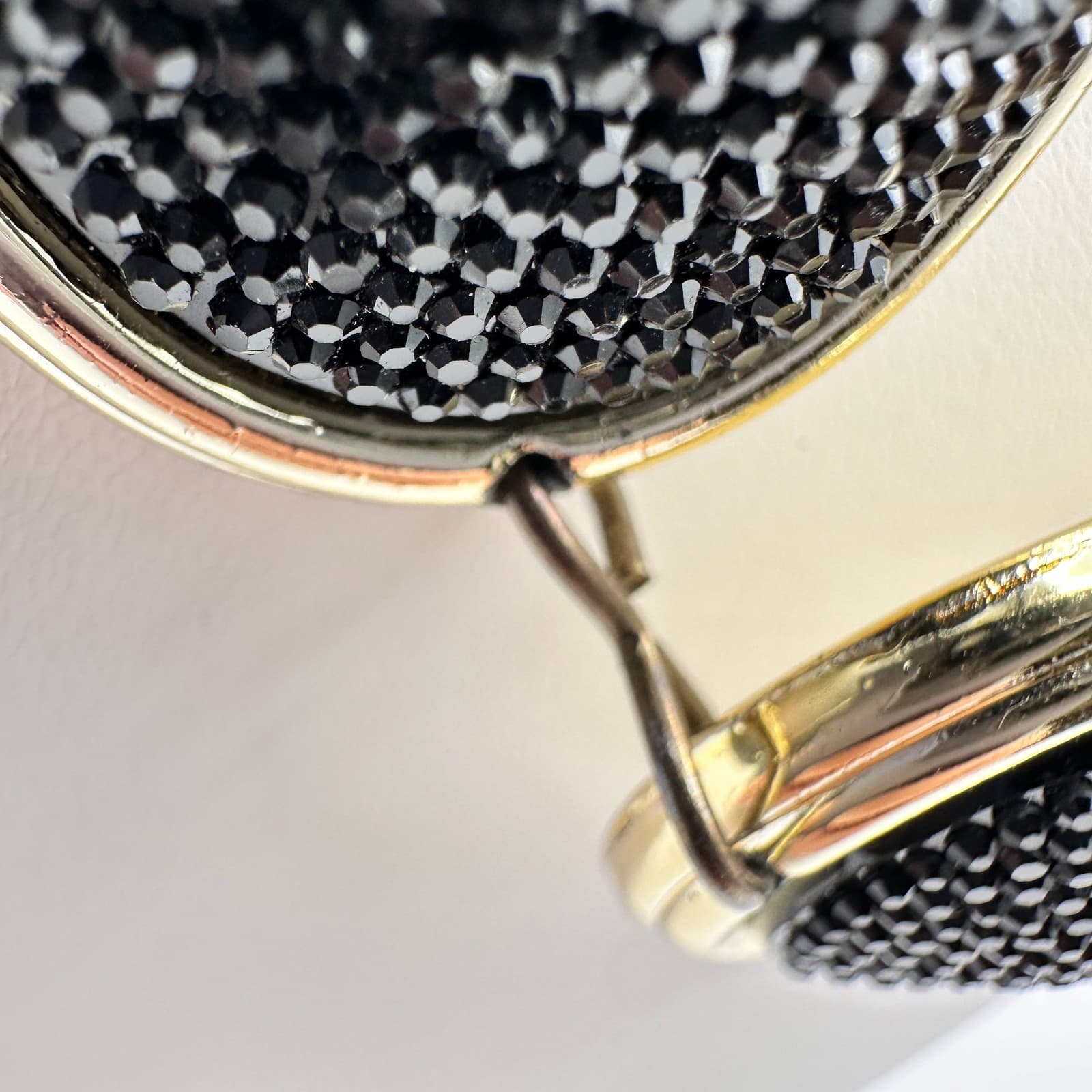 Vintage 90s Black Seed Bead Chunky Statement Necklace Gold Tone Oval Link Boho - Thumbnail 10