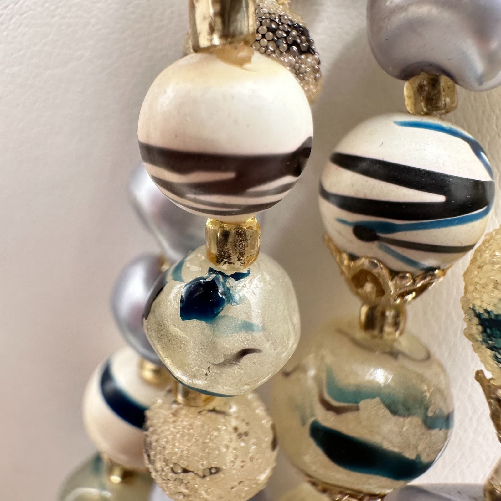 Vintage 90s Mixed Beaded Necklace Faux Pearl Statement Women's Classic Jewelry - Thumbnail 9