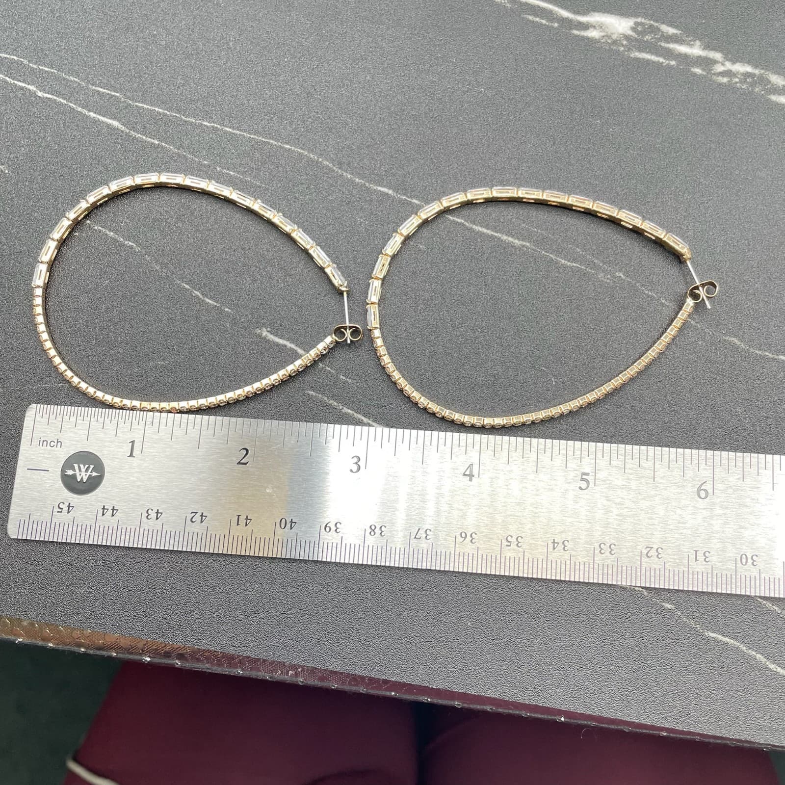 Embellished Gold-Tone Cubic Zirconia Baguette-Cut Prong Hoop Latch Back Earrings - Thumbnail 8