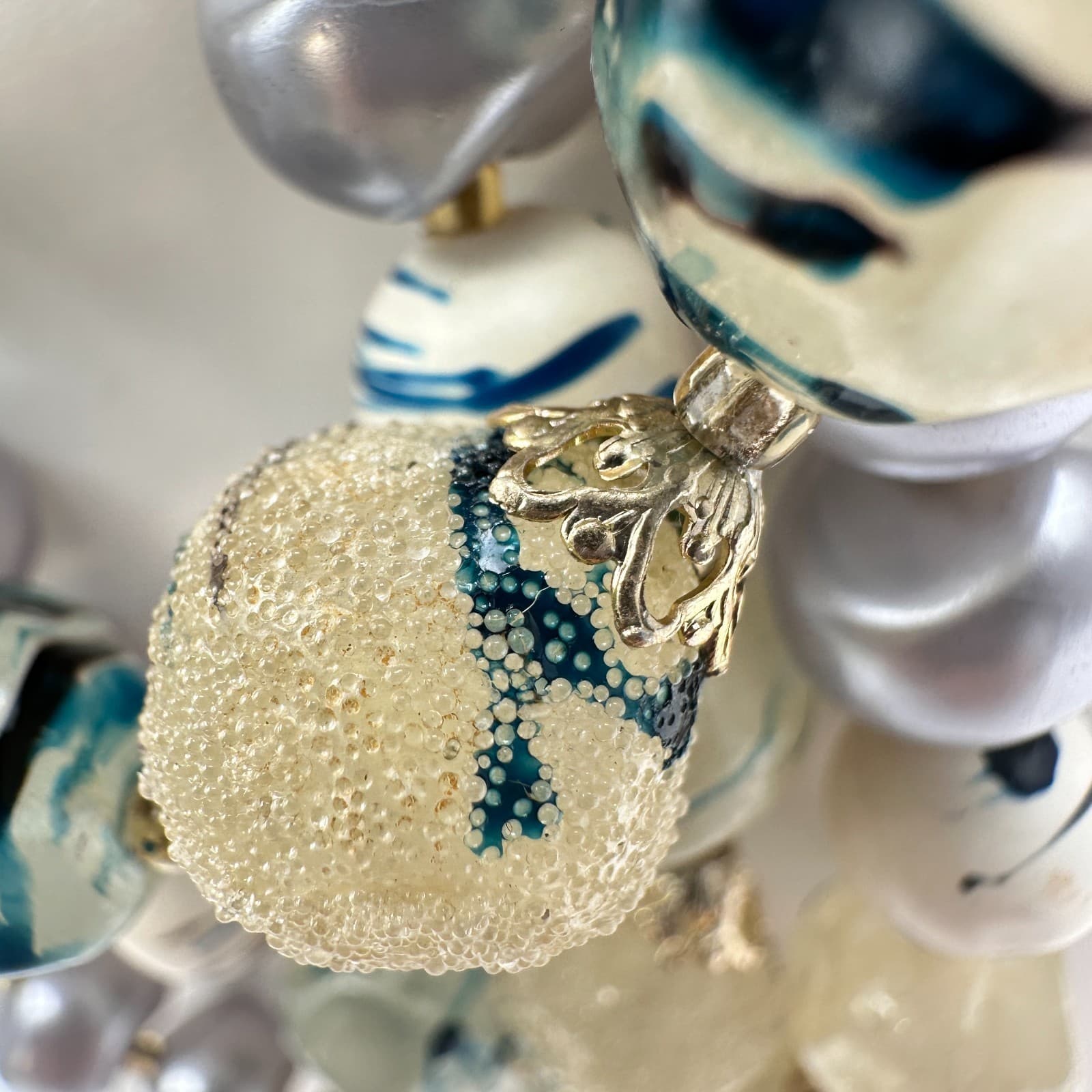 Vintage 90s Mixed Beaded Necklace Faux Pearl Statement Women's Classic Jewelry - Thumbnail 7