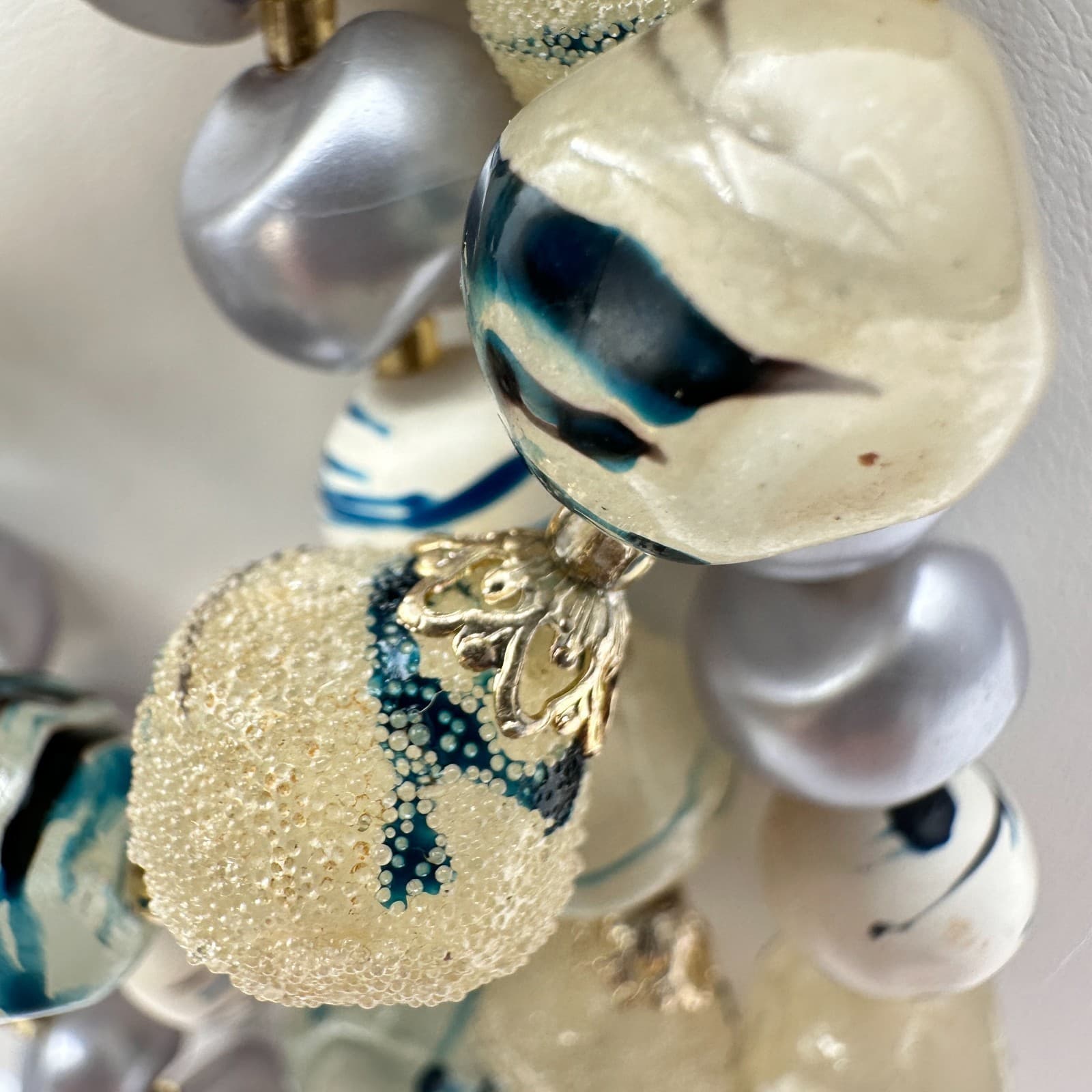 Vintage 90s Mixed Beaded Necklace Faux Pearl Statement Women's Classic Jewelry - Thumbnail 6