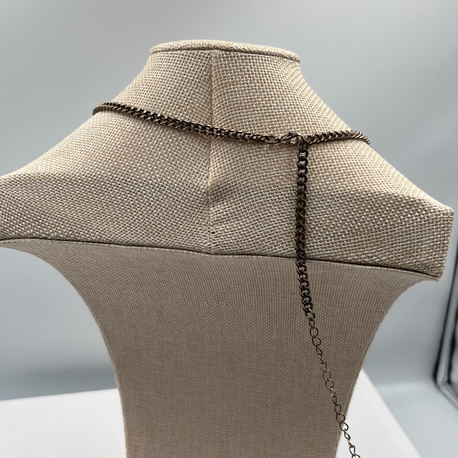 Vintage Multi Strand Beaded Necklace Teal Blue Boho Statement Bronze Fringe - Thumbnail 5