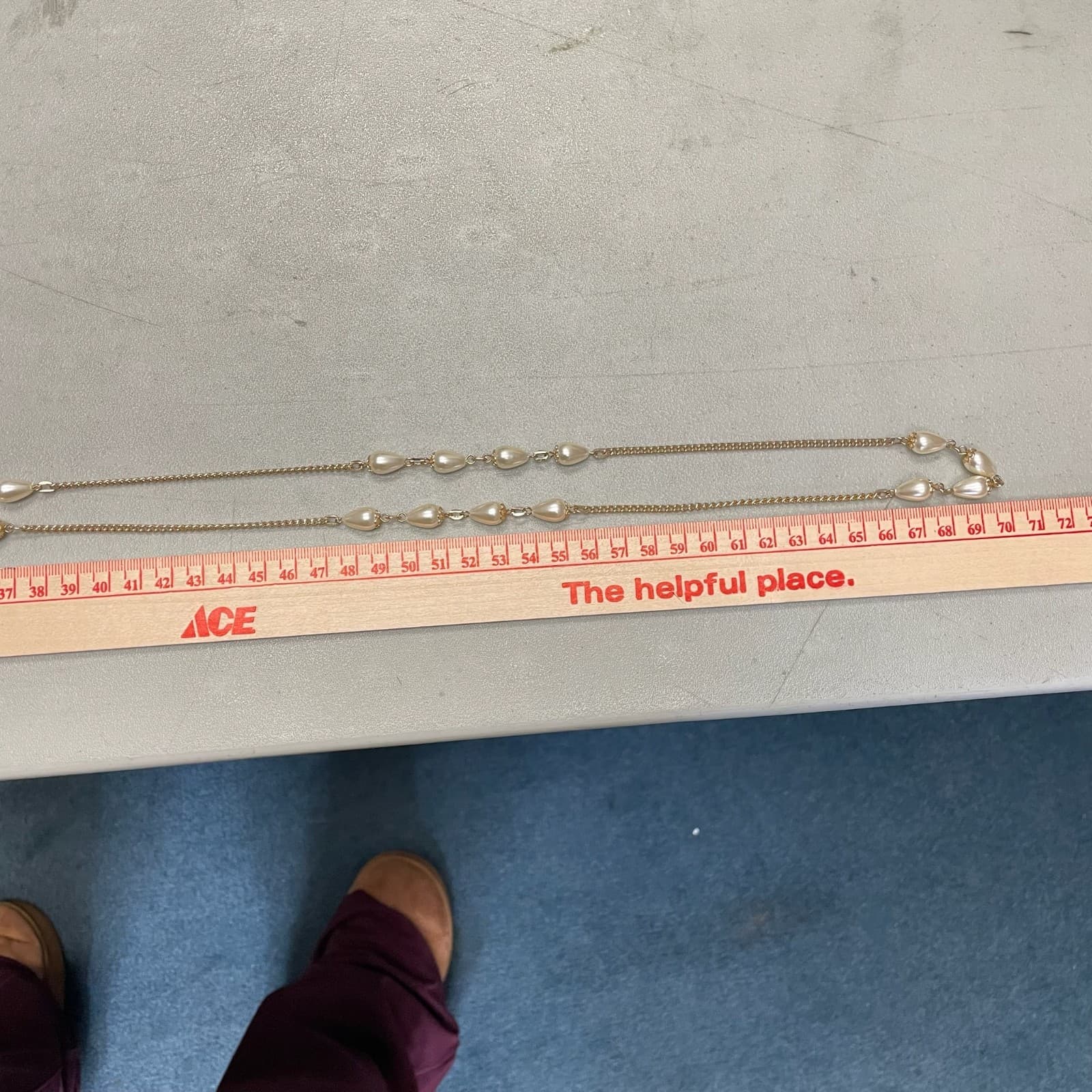 Vintage Gold-Tone Chain Mother Of Pearl Teardrop Beaded Double-Stranded Necklace - Thumbnail 12