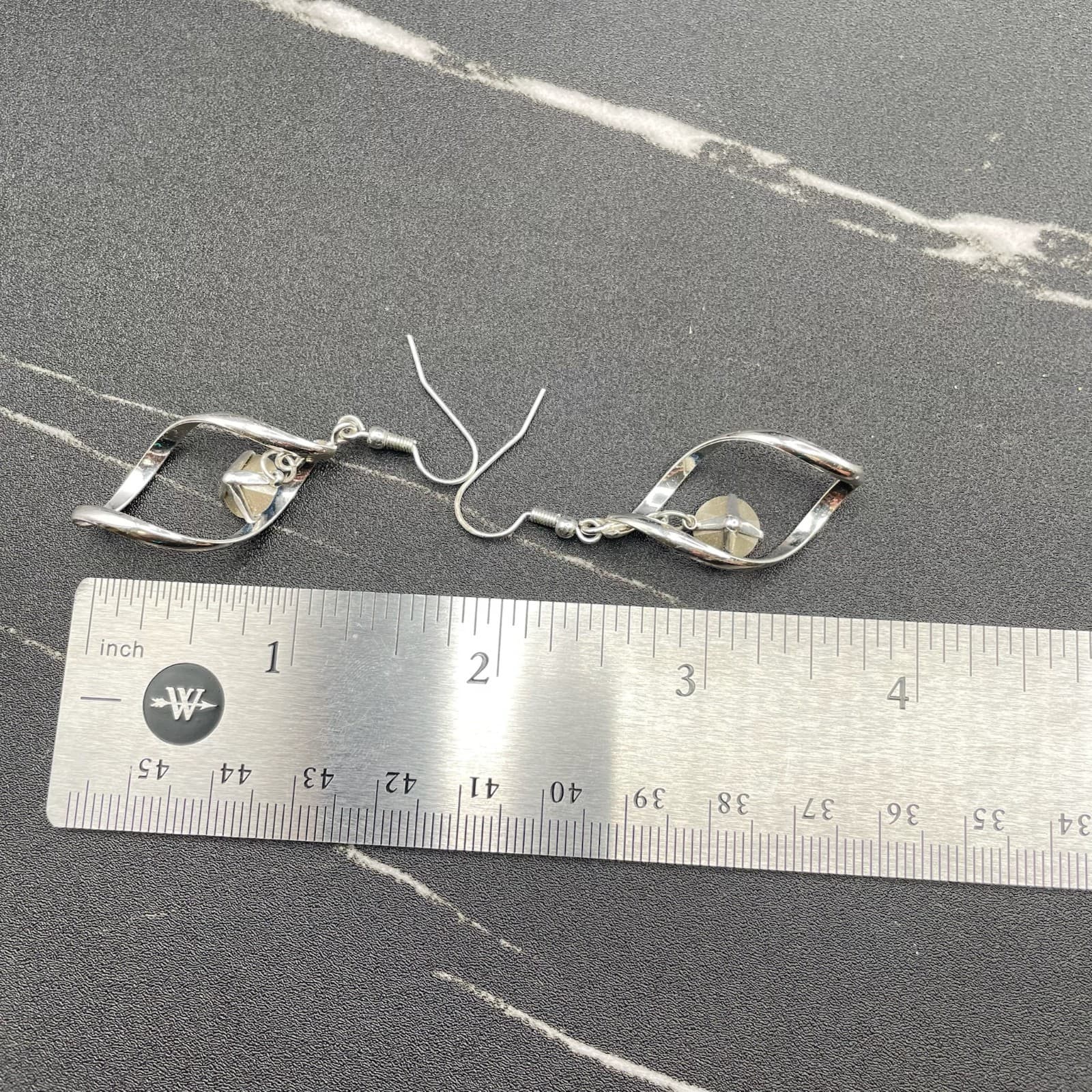 Silver-Tone Classic Faceted Glass Bead Twisted Loop Drop French Hook Earrings - Thumbnail 8