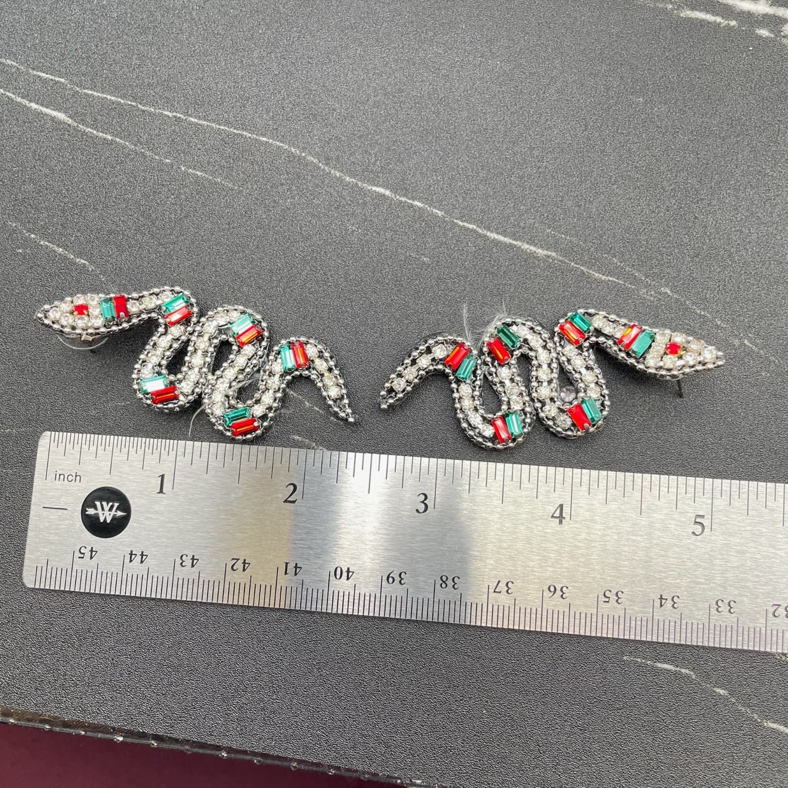 Multicolor Beaded Prong Rhinestone Felt Back Serpent Snake Push Back Earrings - Thumbnail 12