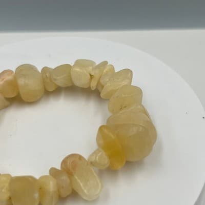 Vintage Natural Yellow Citrine Chip Stretch Bracelet Tumbled Stone Boho Jewelry - Thumbnail 3