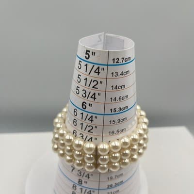 VTG Multi Strand Faux Pearls Bracelet Ornate Clasp Cream Beads Classic Elegant - Thumbnail 8