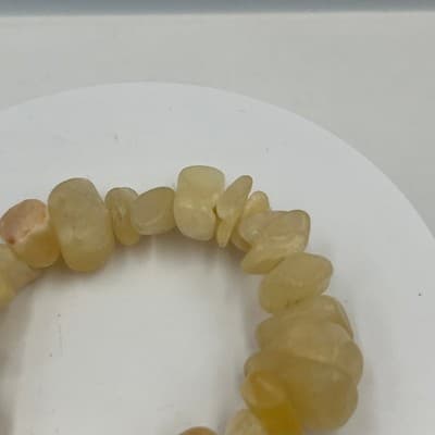 Vintage Natural Yellow Citrine Chip Stretch Bracelet Tumbled Stone Boho Jewelry - Thumbnail 2