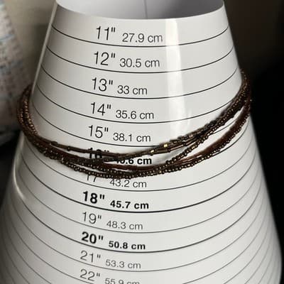 Vintage Brown Multi Strand Beaded Necklace Metallic Seed Beads Layered Statement - Thumbnail 8