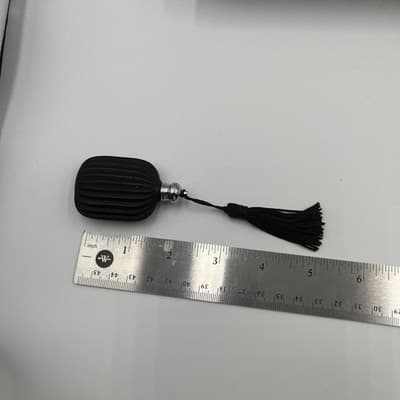 Vintage Style Black Glass Perfume Bottle Tassel Atomizer Ribbed Vanity - Thumbnail 7