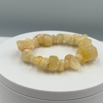 Vintage Natural Yellow Citrine Chip Stretch Bracelet Tumbled Stone Boho Jewelry - Thumbnail 4