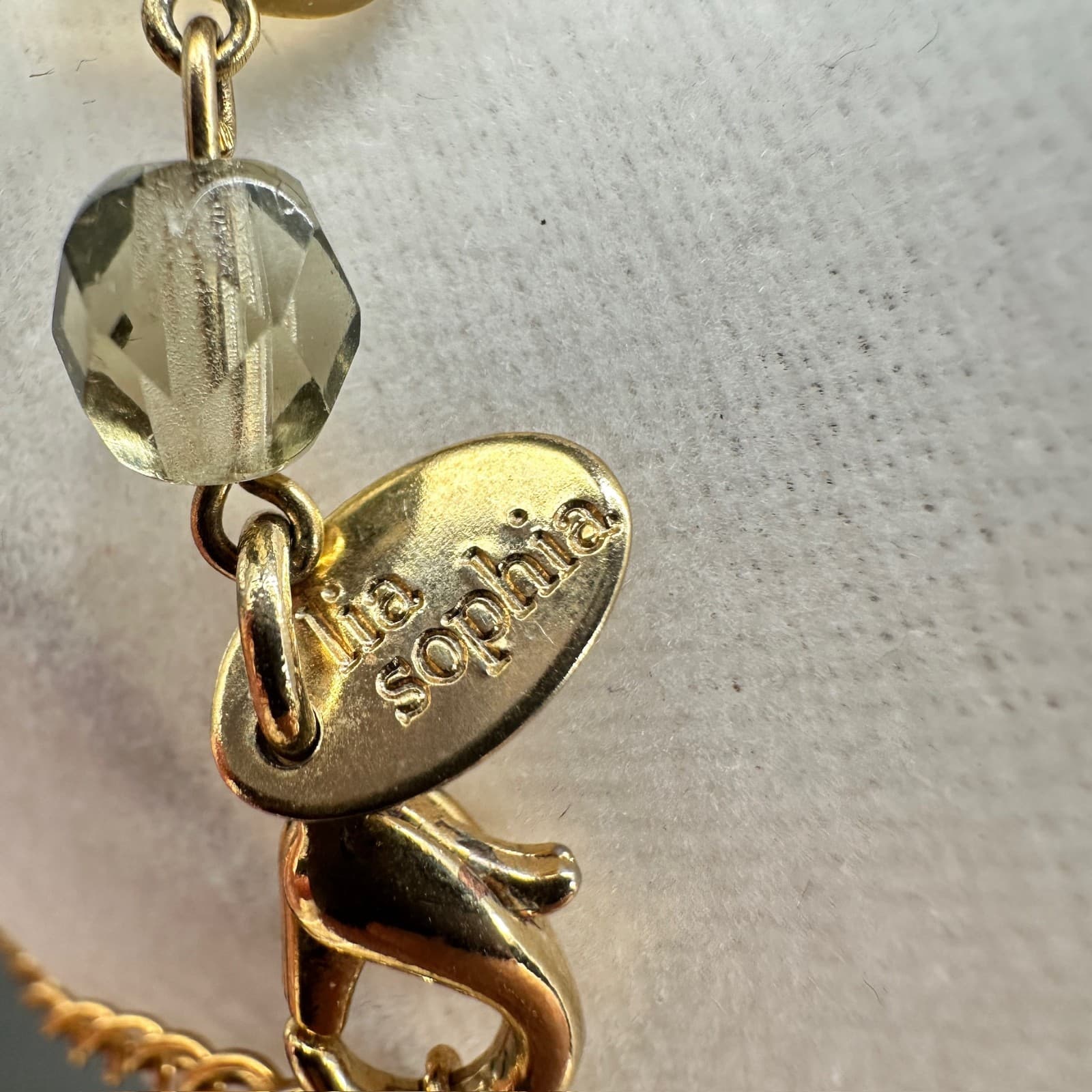 Vintage Lia Sophia Gold-Tone Classic Amber Smoky Quartz Beaded Pendant Choker - Thumbnail 8