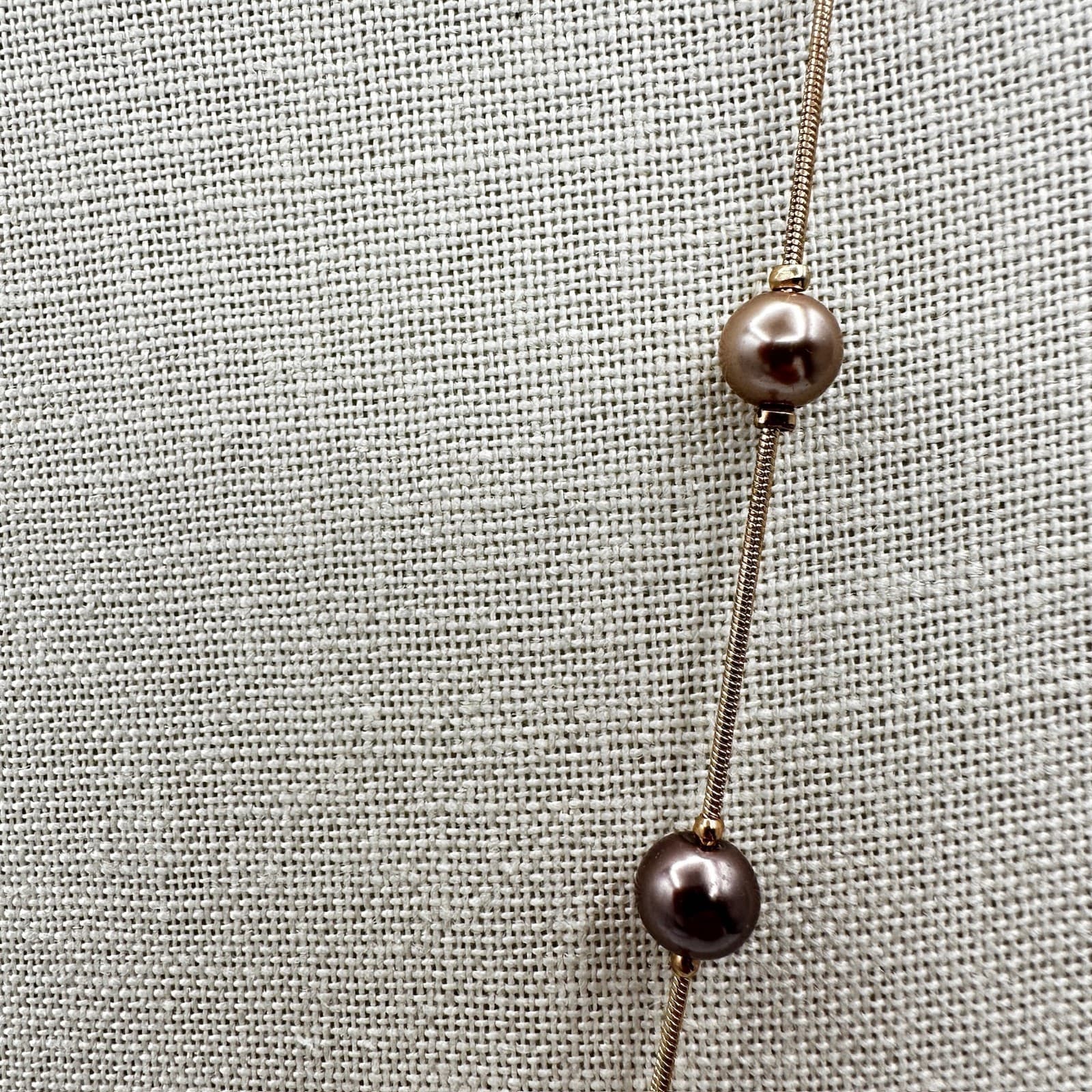 Vintage Gold-Tone Classic Retro Fashion Beaded Station Lobster Necklace - Thumbnail 6