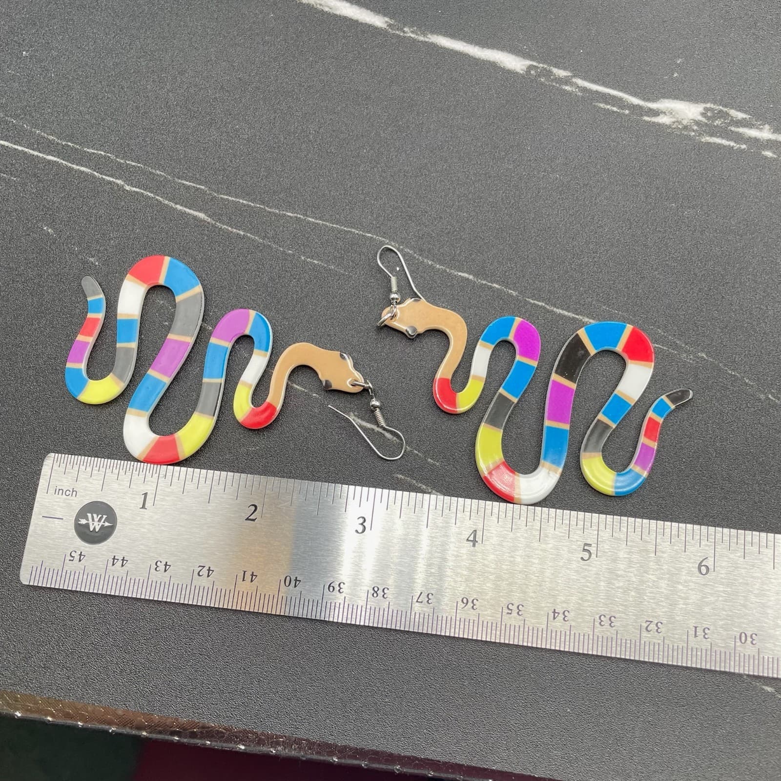 Classic Multicolor Fashion Snake Dangle Drop French Hook Statement Earrings - Thumbnail 2