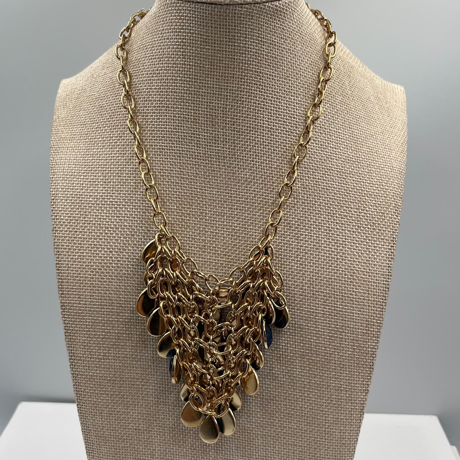 Vintage Blue Teardrop Bib Statement Necklace Silver Tone Boho Costume Jewelry 18 - Thumbnail 6