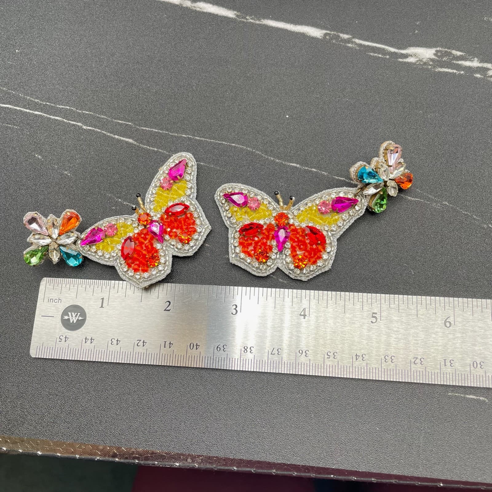 Classic Multicolor Faceted Glass Beads Prong Rhinestone Butterfly Drop Earrings - Thumbnail 10