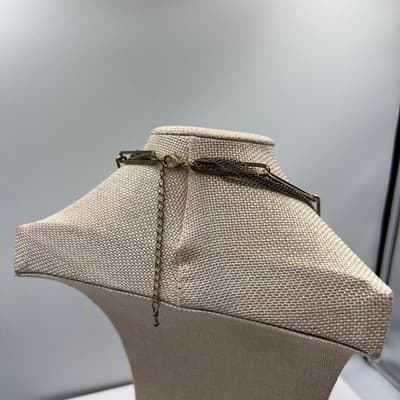 VTG Gold Tone Layered Chain Necklace Paperclip Link Multi Strand Drape Statement - Thumbnail 7