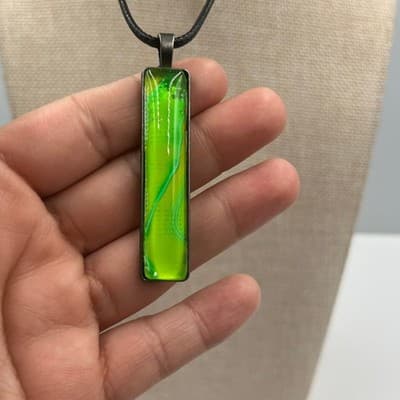 Vintage Set of 5 Abstract Glass Pendant Necklaces on Cord & Chain – Multicolor - Thumbnail 18