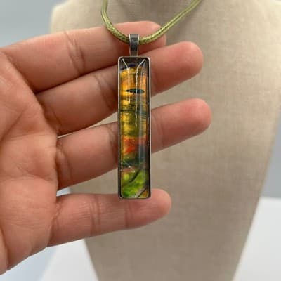 Vintage Set of 5 Abstract Glass Pendant Necklaces on Cord & Chain – Multicolor - Thumbnail 8