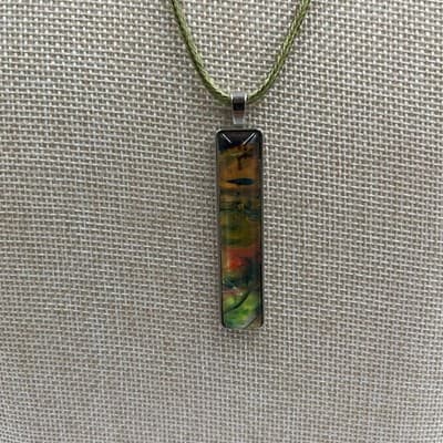 Vintage Set of 5 Abstract Glass Pendant Necklaces on Cord & Chain – Multicolor - Thumbnail 7